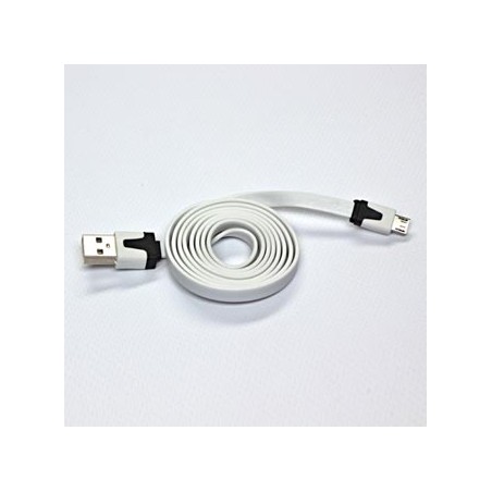 USB kabel (2.0), USB A M - microUSB (M), 1m, płaski, biały, EOL