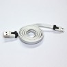 USB kabel (2.0), USB A M - microUSB (M), 1m, płaski, biały, EOL