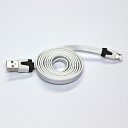 Logo USB kabel (2.0), USB A M - microUSB (M), 1m, płaski, biały, blister, EOL