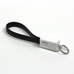 Logo USB kabel (2.0), USB A M - microUSB (M), 0.2m, czarny, blister, breloczek na klucze, EOL
