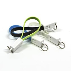 Logo USB kabel (2.0), USB A M - microUSB (M), 0.2m, czarny, blister, breloczek na klucze, EOL