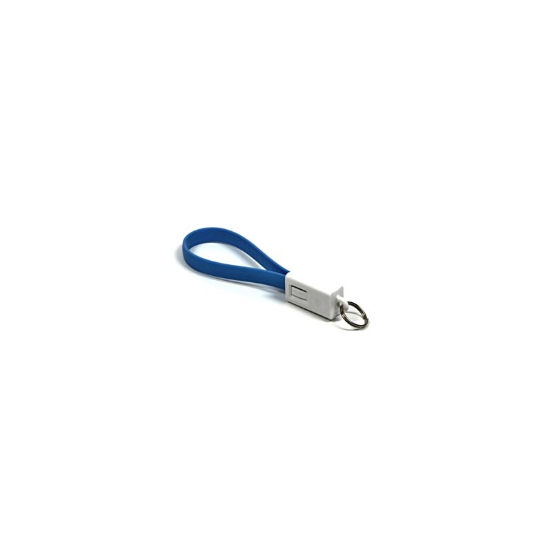 USB kabel (2.0), USB A M - microUSB (M), 0.2m, niebieski, breloczek na klucze, EOL