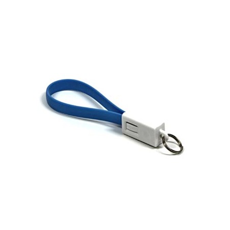 USB kabel (2.0), USB A M - microUSB (M), 0.2m, niebieski, breloczek na klucze, EOL