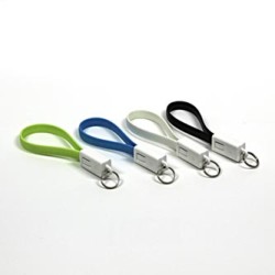 Logo USB kabel (2.0), USB A M - microUSB (M), 0.2m, biały, blister, breloczek na klucze, EOL