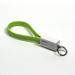 Logo USB kabel (2.0), USB A M - microUSB (M), 0.2m, jasnozielona, blister, breloczek na klucze, EOL