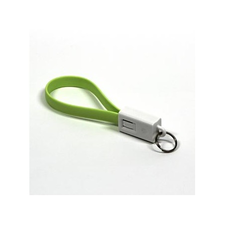 Logo USB kabel (2.0), USB A M - microUSB (M), 0.2m, jasnozielona, blister, breloczek na klucze, EOL