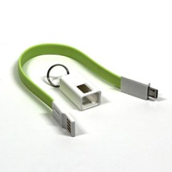 Logo USB kabel (2.0), USB A M - microUSB (M), 0.2m, jasnozielona, blister, breloczek na klucze, EOL
