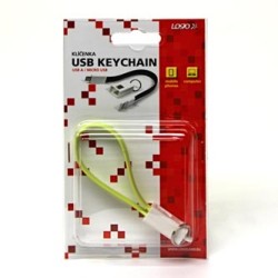 Logo USB kabel (2.0), USB A M - microUSB (M), 0.2m, jasnozielona, blister, breloczek na klucze, EOL