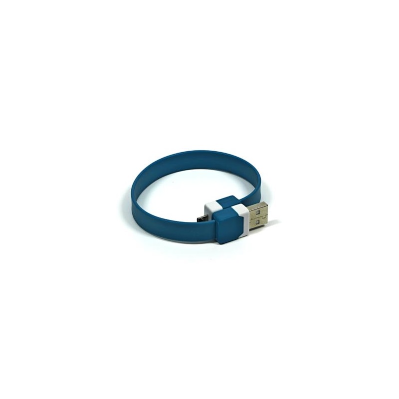 USB kabel (2.0), USB A M - microUSB (M), 0.25m, niebieski, na nadgarstek