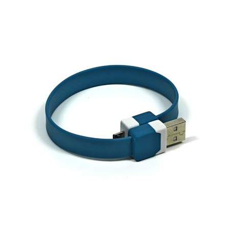 USB kabel (2.0), USB A M - microUSB (M), 0.25m, niebieski, na nadgarstek