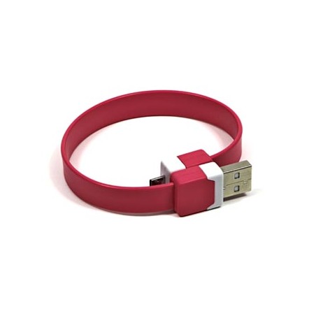 Logo USB kabel (2.0), USB A M - microUSB (M), 0.25m, różowy, blister, na nadgarstek, EOL
