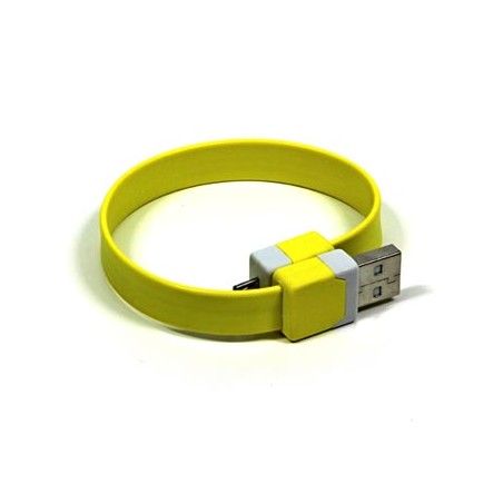 USB kabel (2.0), USB A M - microUSB (M), 0.25m, żółty, na nadgarstek, EOL