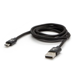Logo USB kabel (2.0), USB A M - microUSB (M), 1m, 480 Mb/s, 5V/2A, czarny, box, oplot nylonowy, aluminiowa osłona złącza, EOL