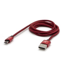 Logo USB kabel (2.0), USB A M - microUSB (M), 1m, 480 Mb/s, 5V/2A, czerwony, box, oplot nylonowy, aluminiowa osłona złącza, EOL