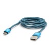 Logo USB kabel (2.0), USB A M - microUSB (M), 2m, 480 Mb/s, 5V/1A, niebieski, box, oplot nylonowy, aluminiowa osłona złącza, EOL