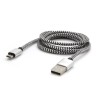 Logo USB kabel (2.0), USB A M - microUSB (M), 2m, 480 Mb/s, 5V/1A, srebrny, box, oplot nylonowy, aluminiowa osłona złącza, EOL