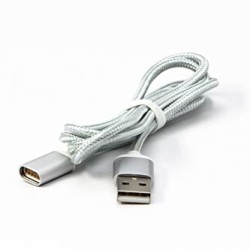 USB kabel (2.0), USB A M - magnetyczna końcówka, 1m, srebrny, EOL