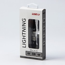 Logo USB kabel (2.0), USB A M - Apple Lightning M, 1m, certyfikat MFi, czarny, box, oplot nylonowy, aluminiowa osłona złącza, EO