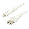 Logo USB kabel (2.0), USB A M - Apple Lightning M, 1m, certyfikat MFi, biały, box, oplot nylonowy, aluminiowa osłona złącza, EOL