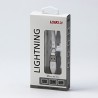 Logo USB kabel (2.0), USB A M - Apple Lightning M, 1m, certyfikat MFi, biały, box, oplot nylonowy, aluminiowa osłona złącza, EOL