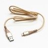 Logo USB kabel (2.0), USB A M - Apple Lightning M, 1m, certyfikat MFi, złoty, box, oplot nylonowy, aluminiowa osłona złącza, EOL