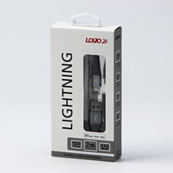 Logo USB kabel (2.0), USB A M - Apple Lightning M, 2m, certyfikat MFi, srebrny, box, oplot nylonowy, aluminiowa osłona złącza, E