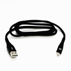 Logo USB kabel (2.0), USB A M - Apple Lightning M, 2m, certyfikat MFi, czarny, box, oplot nylonowy, aluminiowa osłona złącza, EO