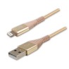 Logo USB kabel (2.0), USB A M - Apple Lightning M, 2m, certyfikat MFi, złoty, box, oplot nylonowy, aluminiowa osłona złącza, EOL
