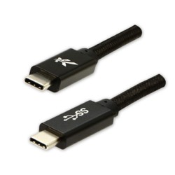 Logo USB kabel (3.2 gen 1), USB C (M) - USB C (M), 1m, 5 Gb/s, 5V/3A, czarny, box, oplot nylonowy, aluminiowa osłona złącza, EOL