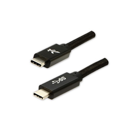 Logo USB kabel (3.2 gen 1), USB C (M) - USB C (M), 1m, 5 Gb/s, 5V/3A, czarny, box, oplot nylonowy, aluminiowa osłona złącza, EOL