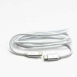 Logo USB kabel (3.2 gen 1), USB C (M) - USB C (M), 1m, 5 Gb/s, 5V/3A, biały, box, oplot nylonowy, aluminiowa osłona złącza, EOL