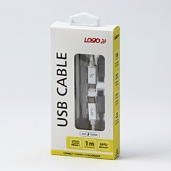 Logo USB kabel (3.2 gen 1), USB C (M) - USB C (M), 1m, 5 Gb/s, 5V/3A, biały, box, oplot nylonowy, aluminiowa osłona złącza, EOL