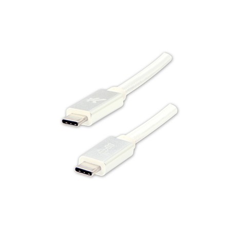Logo USB kabel (3.2 gen 2), USB C (M) - USB C (M), 1m, Power Delivery 100W, 10 Gb/s, 20V/5A, biały, box, oplot nylonowy, alumini