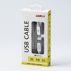 Logo USB kabel (3.2 gen 2), USB C (M) - USB C (M), 1m, Power Delivery 100W, 10 Gb/s, 20V/5A, biały, box, oplot nylonowy, alumini
