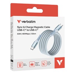 Verbatim USB-C kabel USB C (M) - USB C (M), 60W, 1.2m, magnetyczny, niebieski, box, 31852