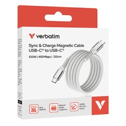 Verbatim USB-C kabel USB C (M) - USB C (M), 100W, 1.2m, magnetyczny, szary, box, 31854