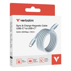 Verbatim USB-C kabel USB C (M) - USB C (M), 100W, 1.2m, magnetyczny, niebieski, box, 31856