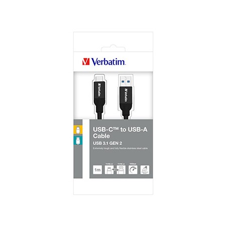 Verbatim USB kabel (3.1), USB A M - USB C (M), 1m, czarny, box, 48871