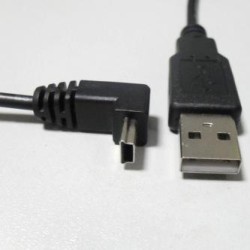 USB kabel (2.0), USB A M - miniUSB (M), 1.8m, pod katem 90°, czarny