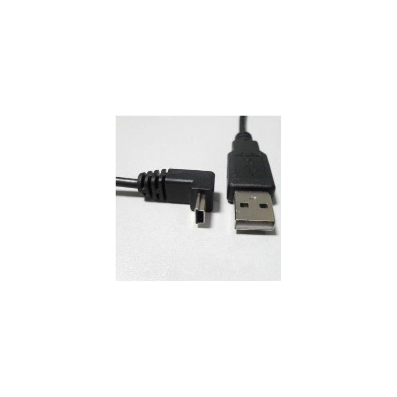 USB kabel (2.0), USB A M - miniUSB (M), 1.8m, pod katem 90°, czarny