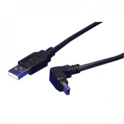 USB kabel (2.0), USB A M - miniUSB (M), 1.8m, pod katem 90°, czarny