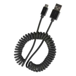 USB kabel (2.0), USB A M - microUSB (M), 1m, skręcony, czarny, EOL