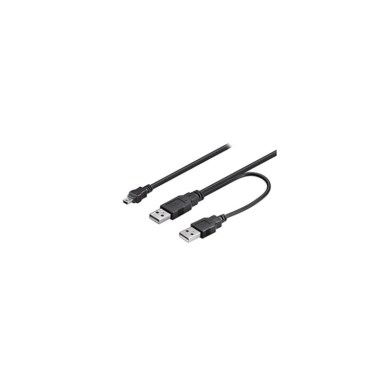 Logo USB kabel (2.0), 2x USB A (M) - miniUSB (M), 0.6m, czarny, blister, EOL