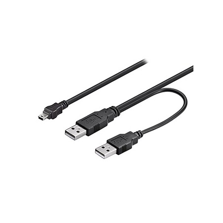 Logo USB kabel (2.0), 2x USB A (M) - miniUSB (M), 0.6m, czarny, blister, EOL