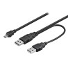 Logo USB kabel (2.0), 2x USB A (M) - miniUSB (M), 0.6m, czarny, blister, EOL