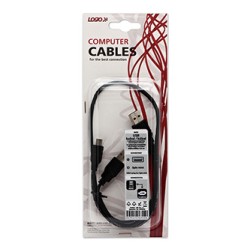 Logo USB kabel (2.0), 2x USB A (M) - miniUSB (M), 0.6m, czarny, blister, EOL