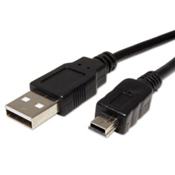 Logo USB kabel (2.0), USB A M - miniUSB (M), 1.8m, czarny, blister, EOL