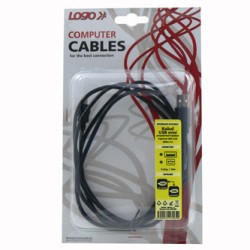 Logo USB kabel (2.0), USB A M - miniUSB (M), 1.8m, czarny, blister, EOL
