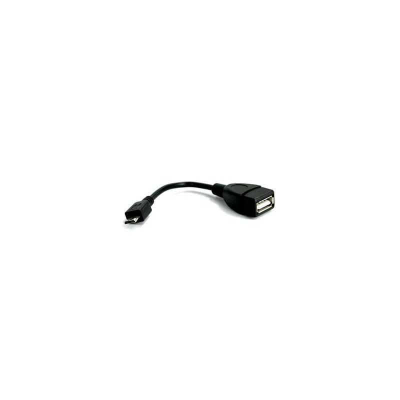 USB kabel (2.0), microUSB (M) - USB A F, 0.15m, OTG, czarny, EOL