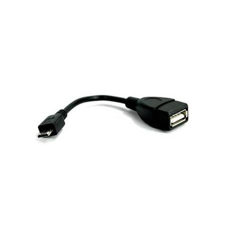 USB kabel (2.0), microUSB (M) - USB A F, 0.15m, OTG, czarny, EOL